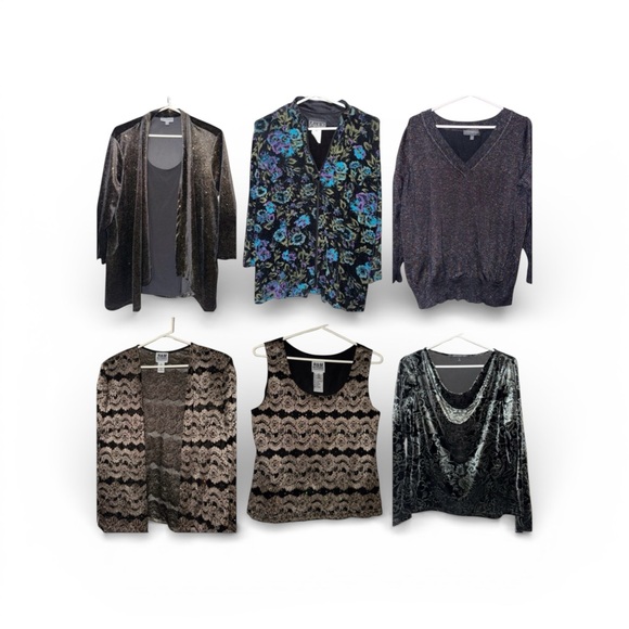 JM Collection Tops - Closet Cleanout Sparkle & Eveningwear Reseller Bundle | 6 Pieces | L–XL–Plus